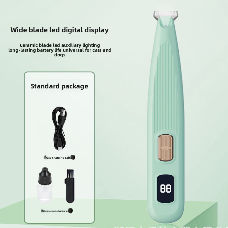 Pet Paw Hair Trimmer with LED Light - Rechargeable Grooming Clipper for Cats & Dogs