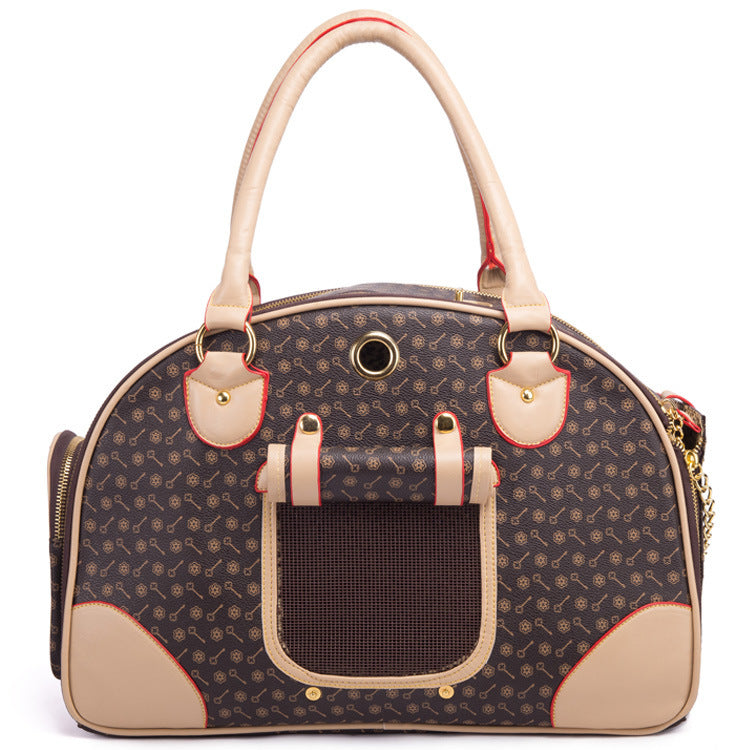 Leather Pet Travel Carrier with Anti-Squeeze Design
