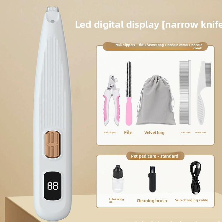 Pet Paw Hair Trimmer with LED Light - Rechargeable Grooming Clipper for Cats & Dogs