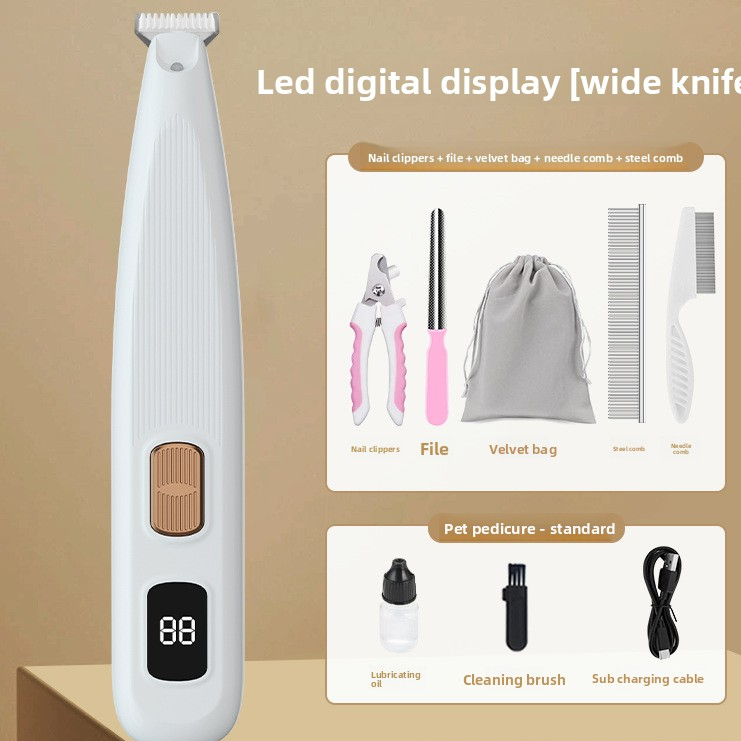 Pet Paw Hair Trimmer with LED Light - Rechargeable Grooming Clipper for Cats & Dogs