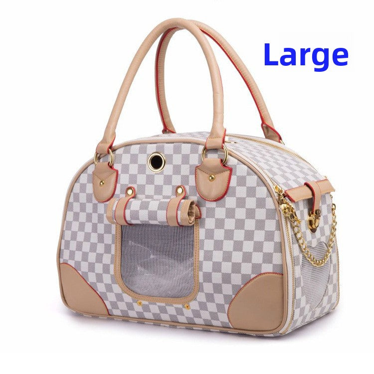 Leather Pet Travel Carrier with Anti-Squeeze Design