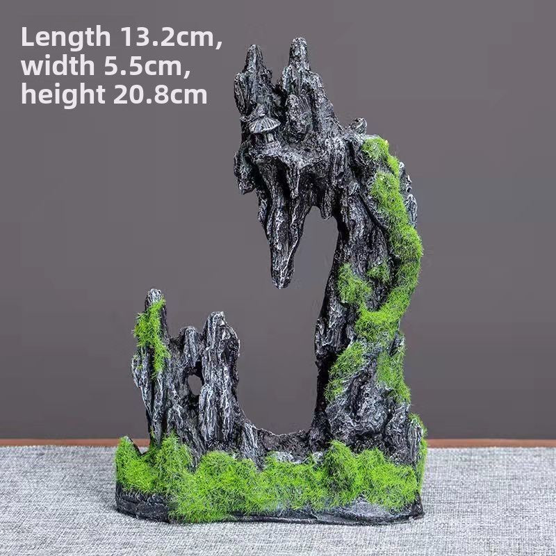 Realistic Aquarium Rockery Ornament – Natural Stone Mountain Landscape Decoration with Fish Hideouts