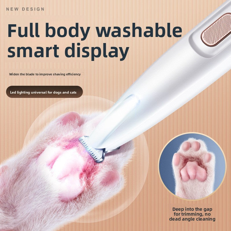 Waterproof LED Pet Paw Hair Trimmer - Rechargeable Grooming Clipper for Cats & Dogs