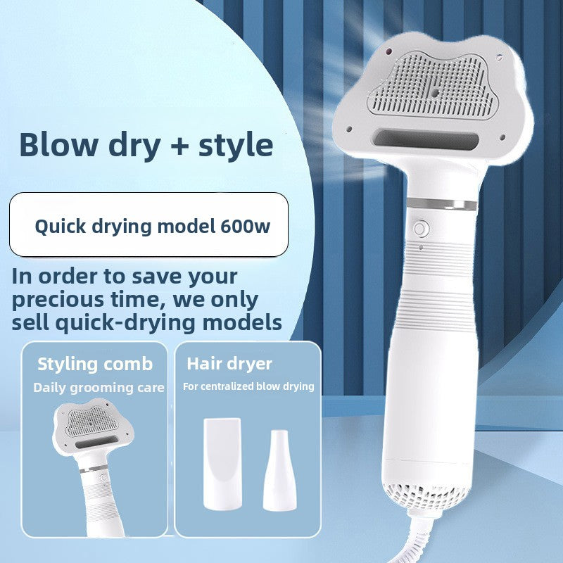 2-in-1 Pet Hair Dryer & Grooming Tool – Fast Drying with Comb Attachment for Dogs & Cats