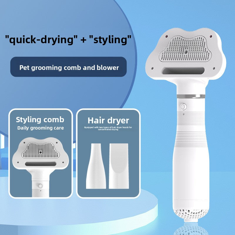 2-in-1 Pet Hair Dryer & Grooming Tool – Fast Drying with Comb Attachment for Dogs & Cats