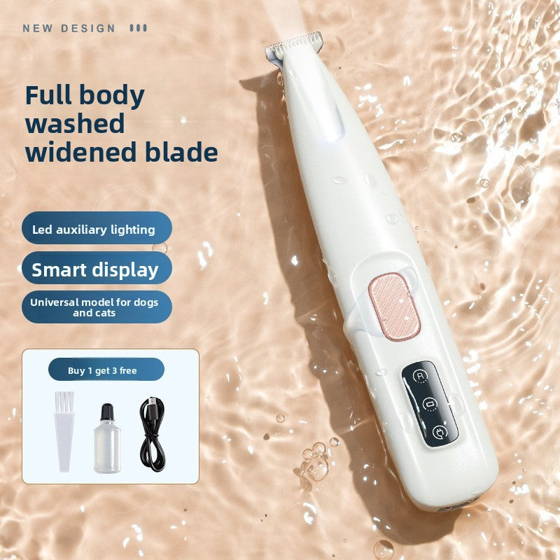 Waterproof LED Pet Paw Hair Trimmer - Rechargeable Grooming Clipper for Cats & Dogs