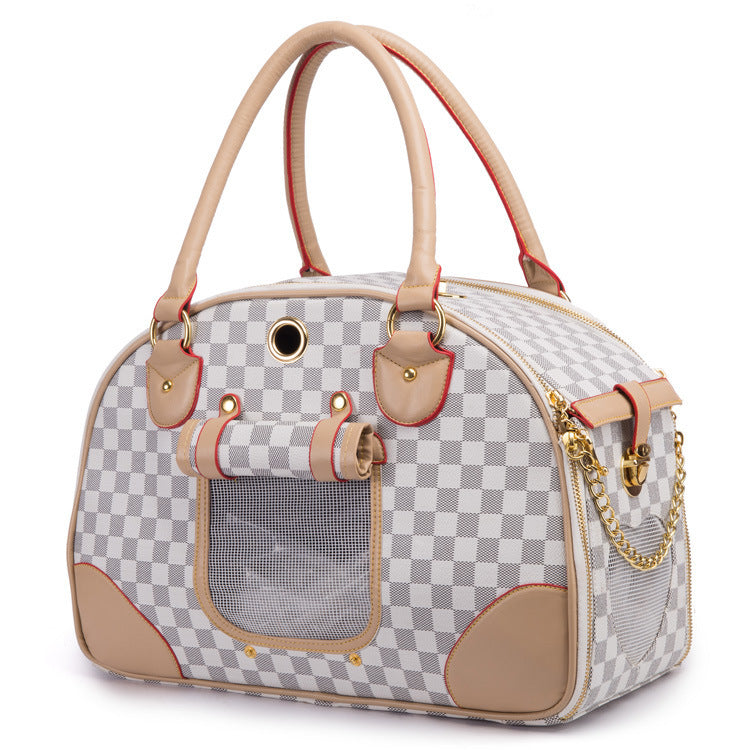 Leather Pet Travel Carrier with Anti-Squeeze Design
