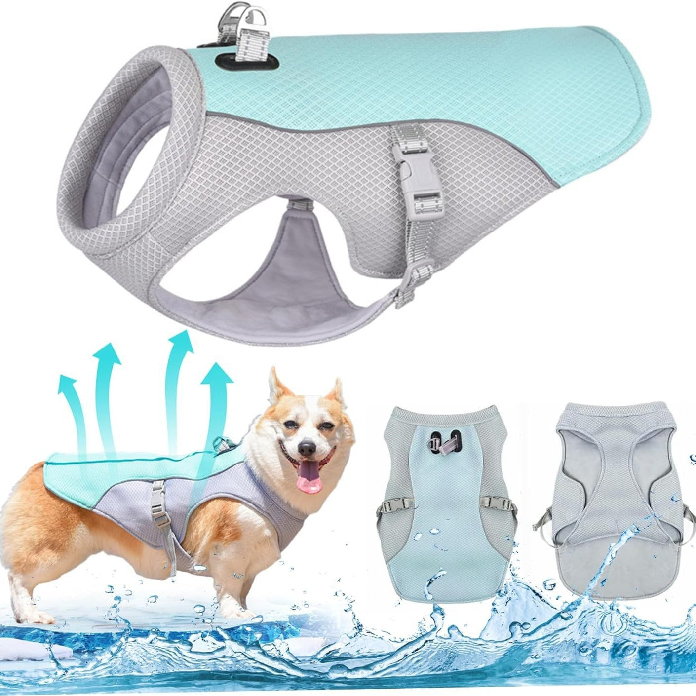 Summer Dog Cooling Vest – Breathable, Adjustable, Reflective Safety Vest for Hot Weather