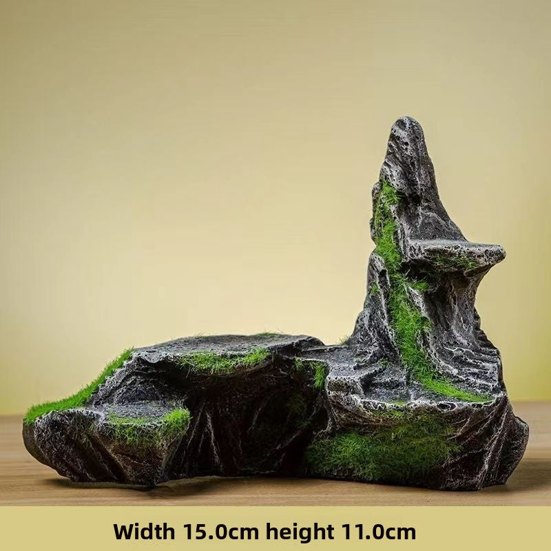 Realistic Aquarium Rockery Ornament – Natural Stone Mountain Landscape Decoration with Fish Hideouts