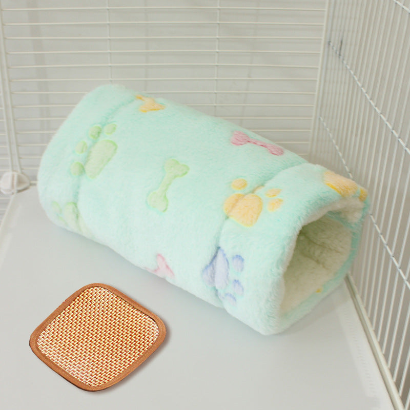 Cozy Pet Tunnel Sleeping Bag – 2-in-1 Play Tunnel & Warm Bed for Small Pets with Cooling Mat Option