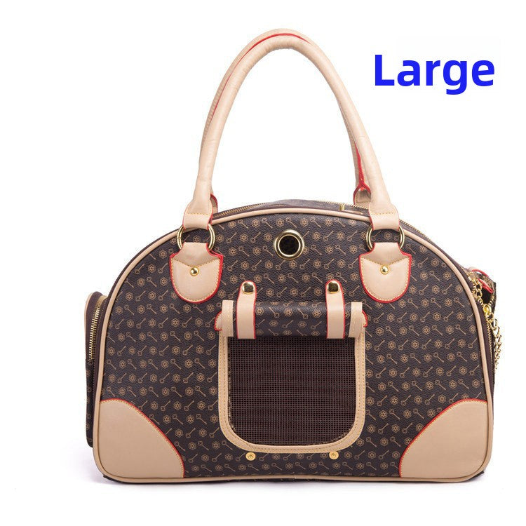 Leather Pet Travel Carrier with Anti-Squeeze Design