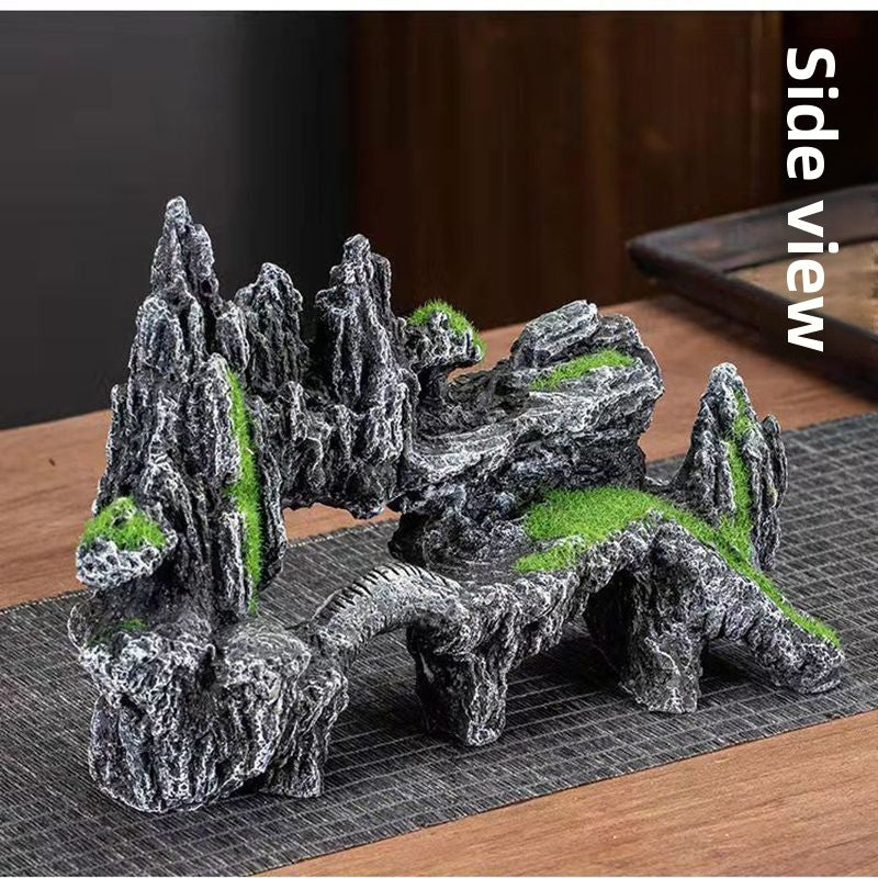Realistic Aquarium Rockery Ornament – Natural Stone Mountain Landscape Decoration with Fish Hideouts