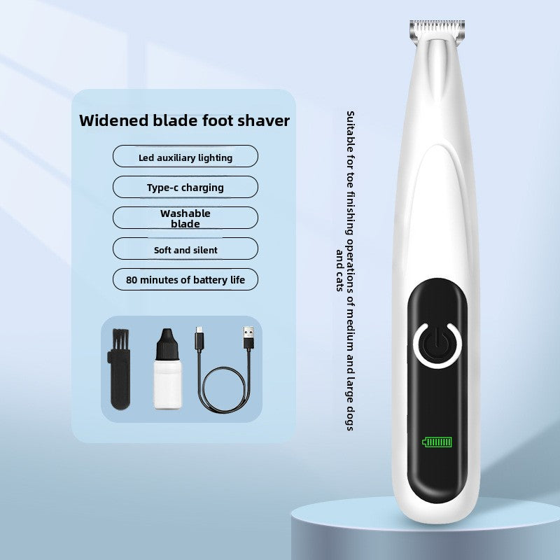 Pet Paw Hair Trimmer with LED Light - Rechargeable Grooming Clipper for Cats & Dogs