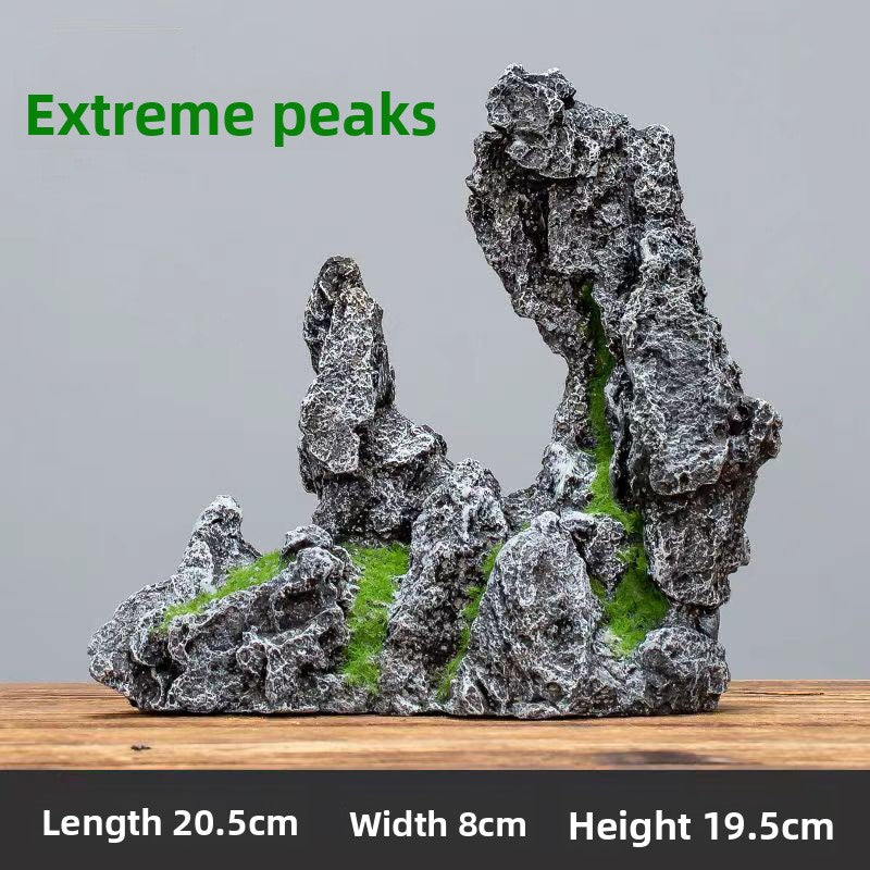 Realistic Aquarium Rockery Ornament – Natural Stone Mountain Landscape Decoration with Fish Hideouts