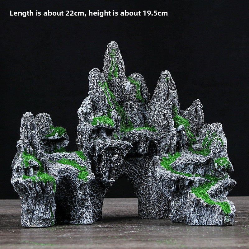 Realistic Aquarium Rockery Ornament – Natural Stone Mountain Landscape Decoration with Fish Hideouts