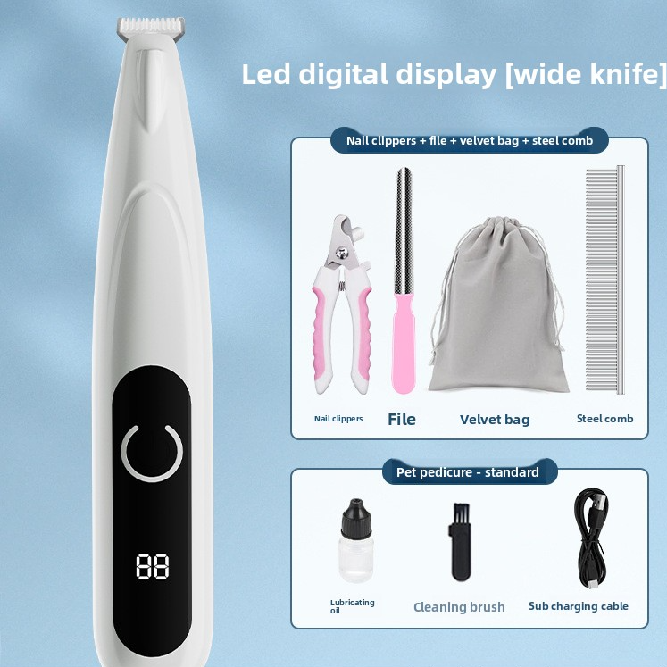 Pet Paw Hair Trimmer with LED Light - Rechargeable Grooming Clipper for Cats & Dogs