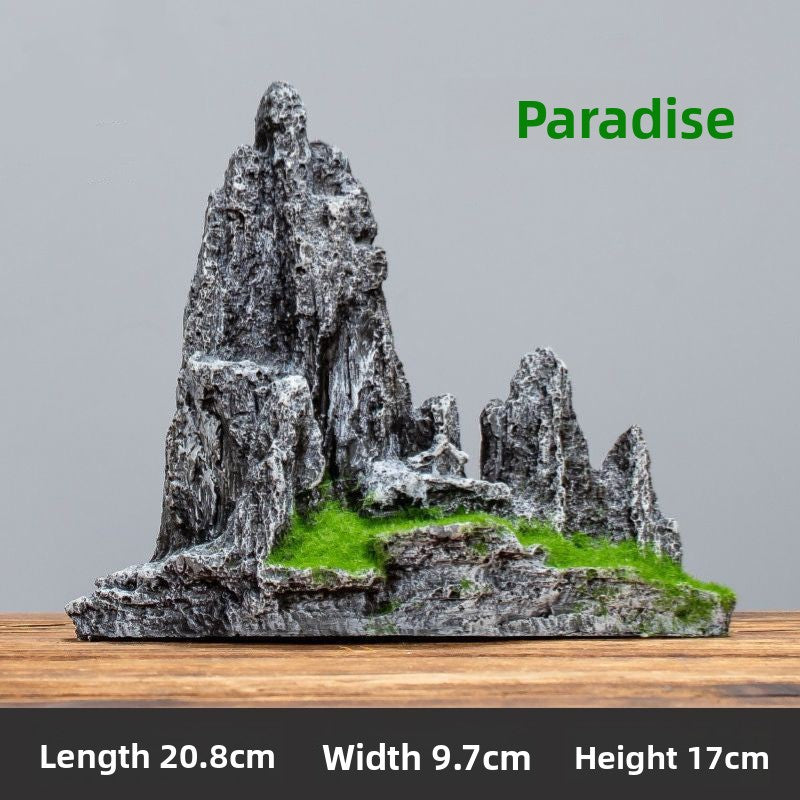 Realistic Aquarium Rockery Ornament – Natural Stone Mountain Landscape Decoration with Fish Hideouts