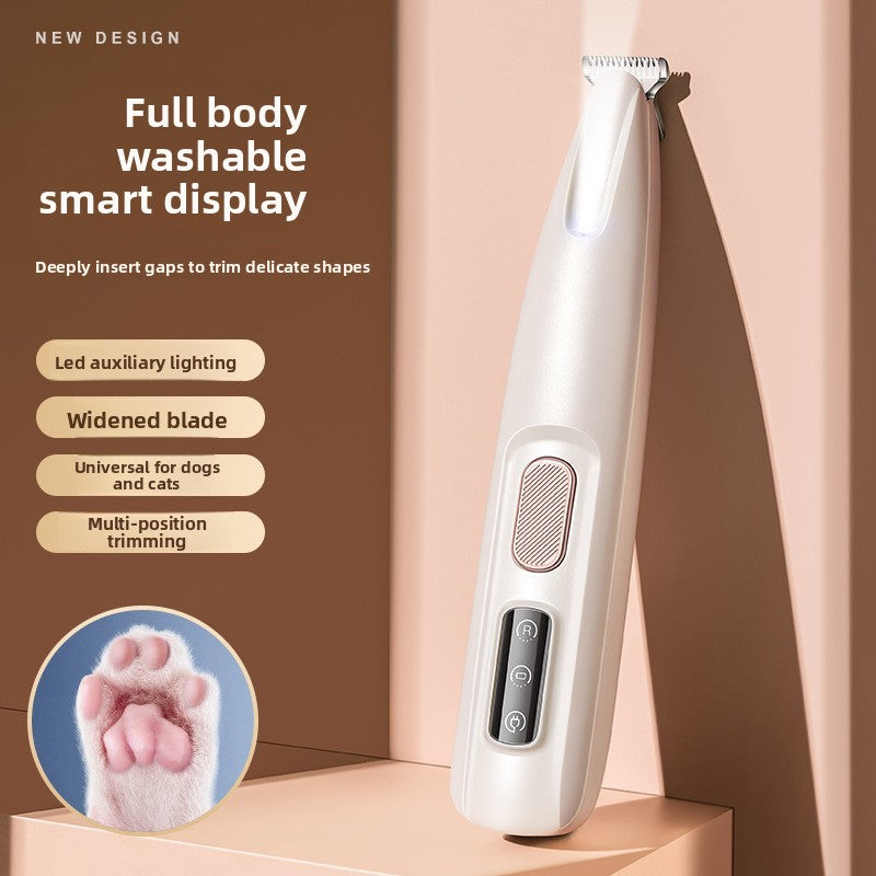 Waterproof LED Pet Paw Hair Trimmer - Rechargeable Grooming Clipper for Cats & Dogs