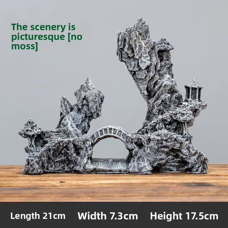 Realistic Aquarium Rockery Ornament – Natural Stone Mountain Landscape Decoration with Fish Hideouts