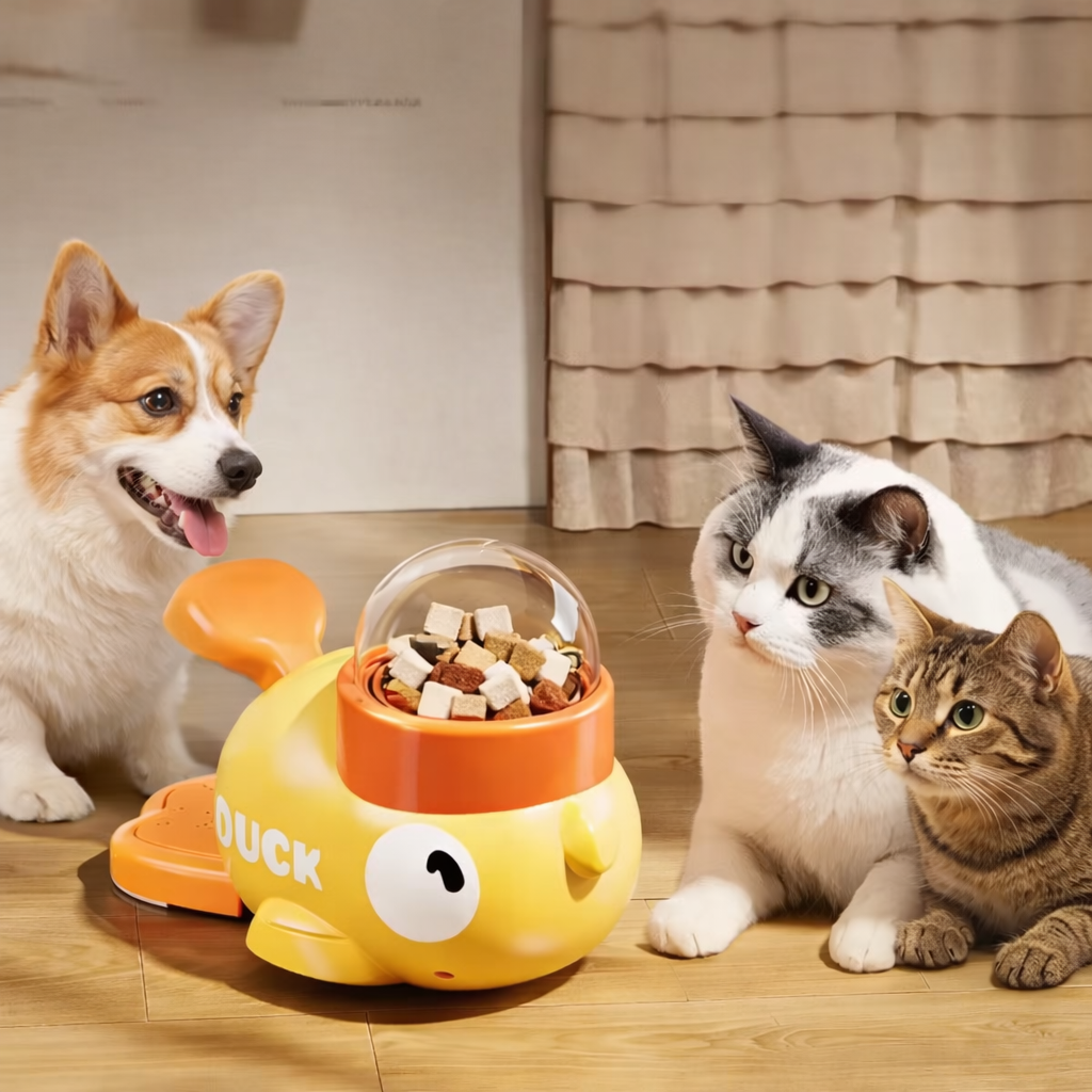 BUY 1 TAKE 1 SPECIAL! Automatic Pet Feeder with Cute Duck Design – Interactive Slow Feeding Bowl for Cats & Dogs