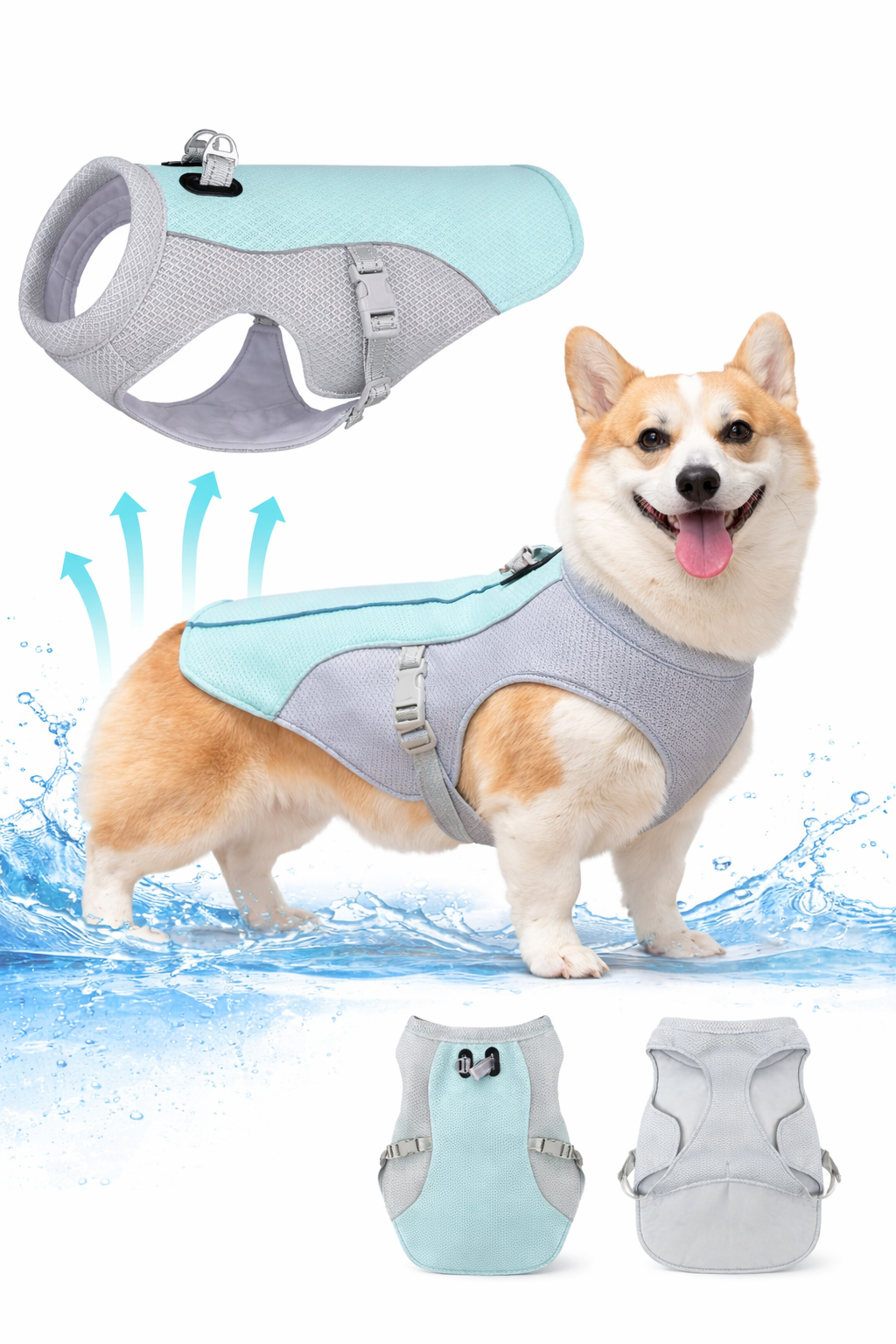 Summer Dog Cooling Vest – Breathable, Adjustable, Reflective Safety Vest for Hot Weather