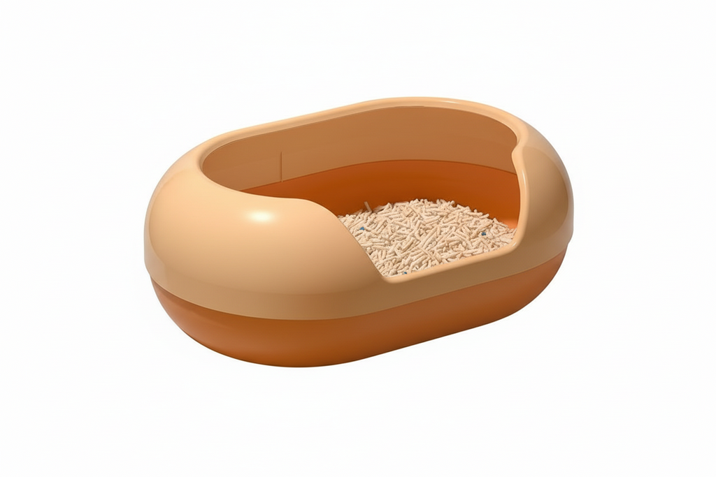 Large Semi-Enclosed Cat Litter Box – 50L Anti-Splash Deodorizing Round Litter Pan