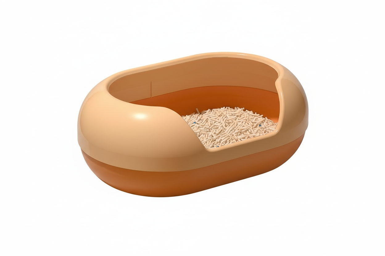 Large Semi-Enclosed Cat Litter Box – 50L Anti-Splash Deodorizing Round Litter Pan