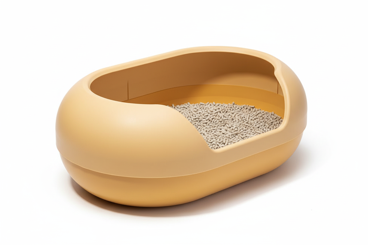 Large Semi-Enclosed Cat Litter Box – 50L Anti-Splash Deodorizing Round Litter Pan