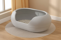 Large Semi-Enclosed Cat Litter Box – 50L Anti-Splash Deodorizing Round Litter Pan