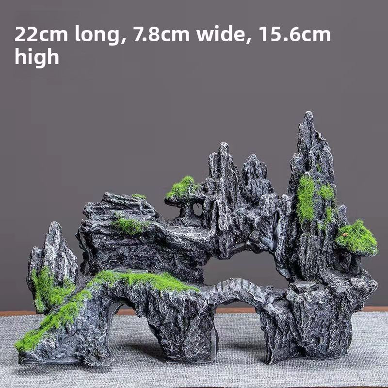Realistic Aquarium Rockery Ornament – Natural Stone Mountain Landscape Decoration with Fish Hideouts
