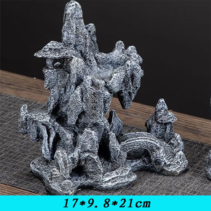 Realistic Aquarium Rockery Ornament – Natural Stone Mountain Landscape Decoration with Fish Hideouts