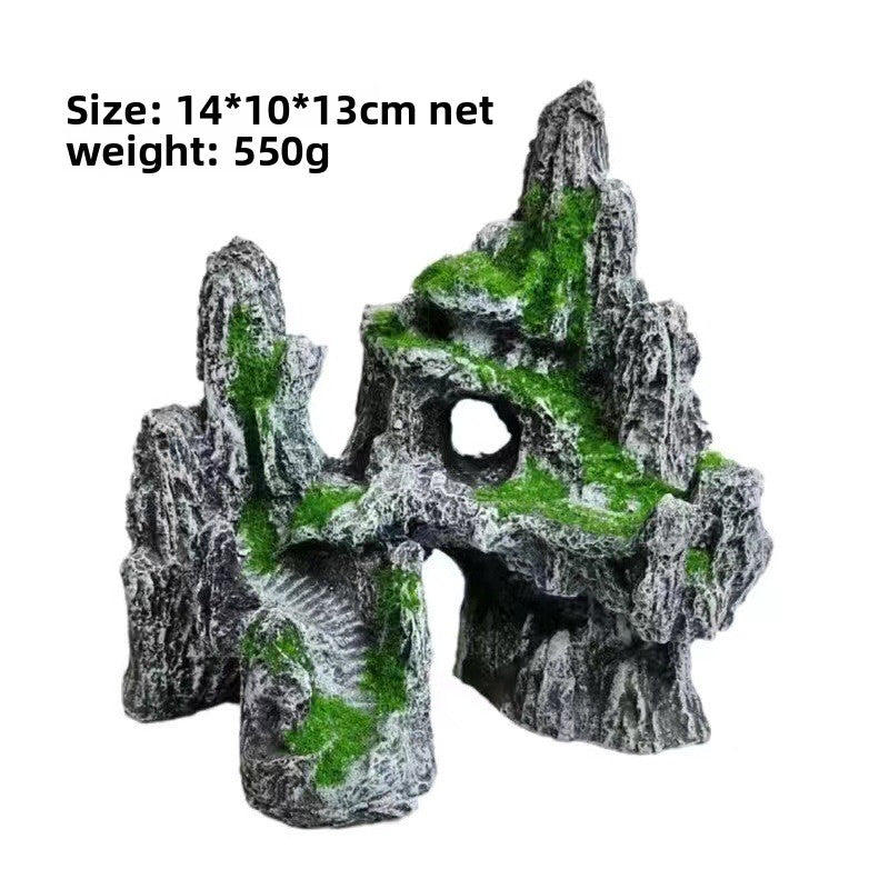 Realistic Aquarium Rockery Ornament – Natural Stone Mountain Landscape Decoration with Fish Hideouts