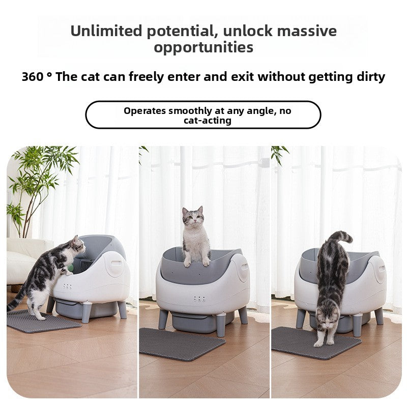 Smart Automatic Self-Cleaning Cat Litter Box – Semi-Enclosed, Large Capacity, Open Design