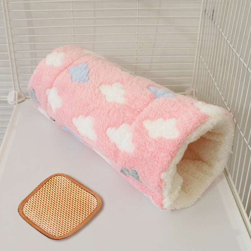 Cozy Pet Tunnel Sleeping Bag – 2-in-1 Play Tunnel & Warm Bed for Small Pets with Cooling Mat Option