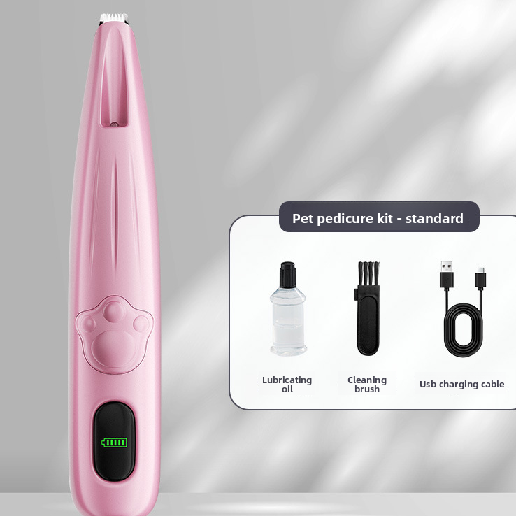Pet Paw Hair Trimmer with LED Light - Rechargeable Grooming Clipper for Cats & Dogs