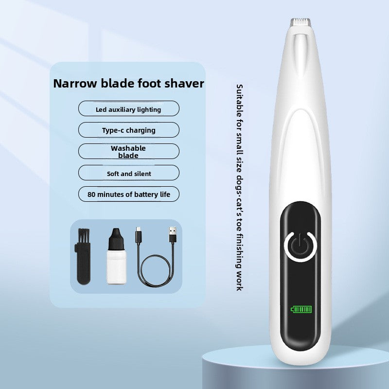 Pet Paw Hair Trimmer with LED Light - Rechargeable Grooming Clipper for Cats & Dogs