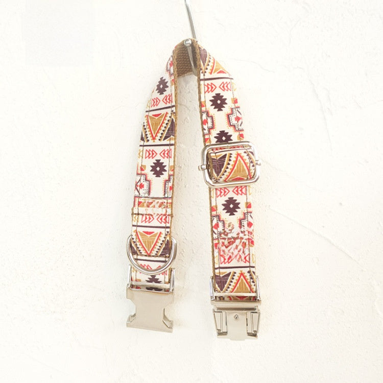 Traditional Floral Dog Collar - Ethnic Style Design