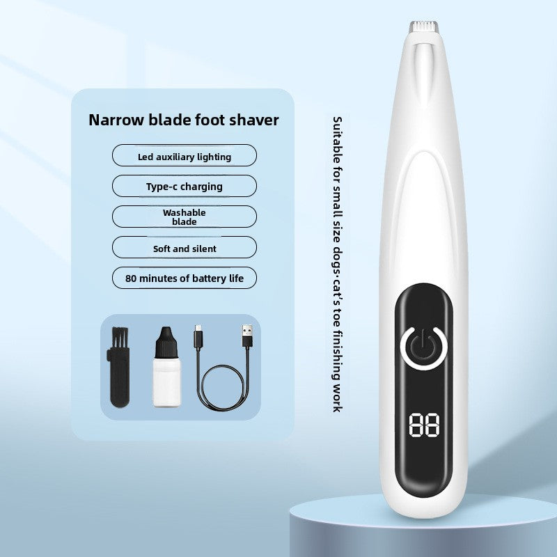 Pet Paw Hair Trimmer with LED Light - Rechargeable Grooming Clipper for Cats & Dogs