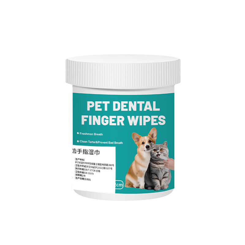 Pet Dental Finger Wipes (50 Pack) – Teeth Cleaning, Plaque Removal & Fresh Breath for Dogs & Cats