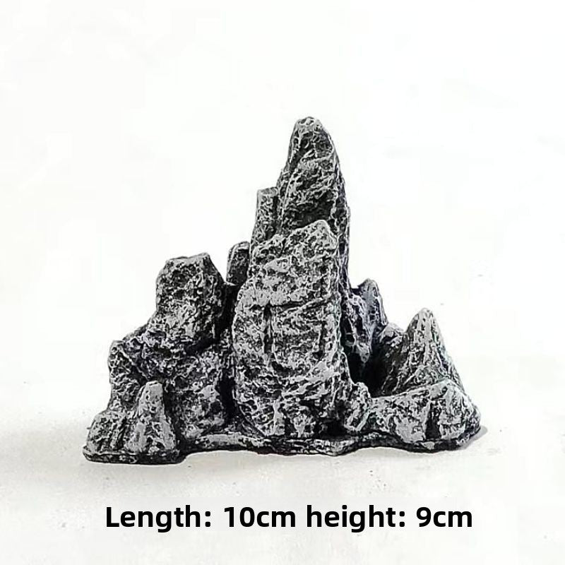 Realistic Aquarium Rockery Ornament – Natural Stone Mountain Landscape Decoration with Fish Hideouts