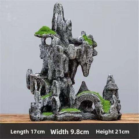Realistic Aquarium Rockery Ornament – Natural Stone Mountain Landscape Decoration with Fish Hideouts
