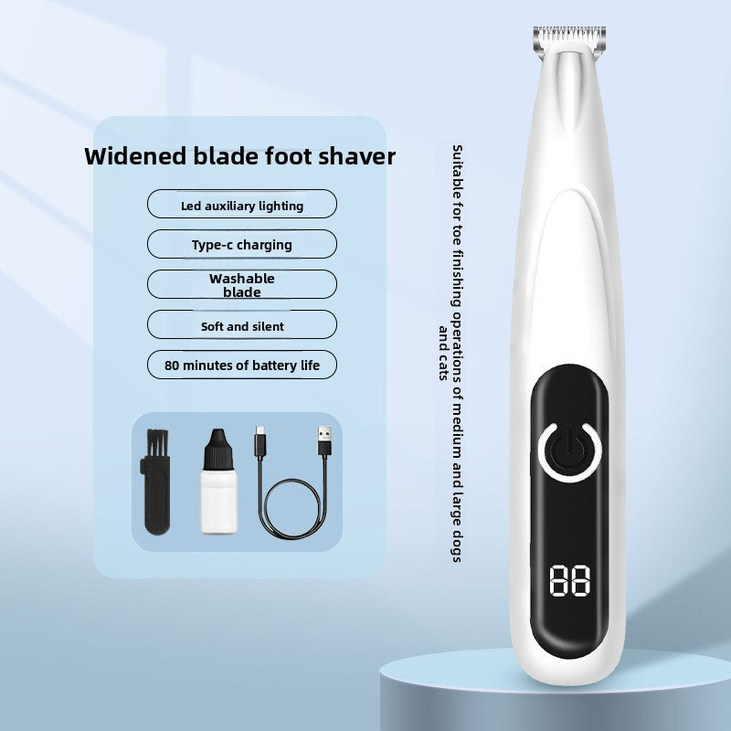 Pet Paw Hair Trimmer with LED Light - Rechargeable Grooming Clipper for Cats & Dogs
