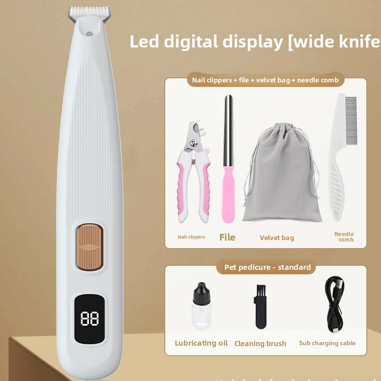 Pet Paw Hair Trimmer with LED Light - Rechargeable Grooming Clipper for Cats & Dogs