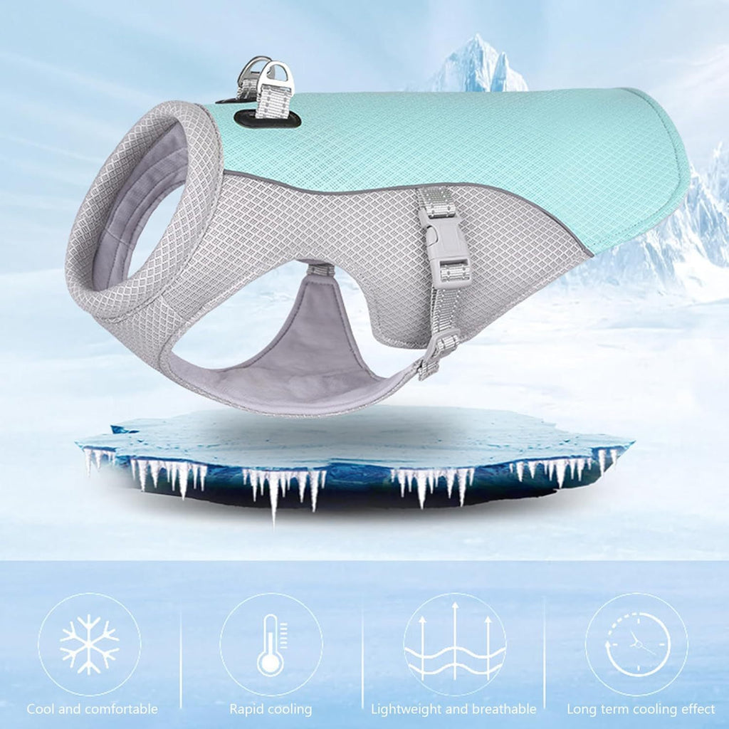 Summer Dog Cooling Vest – Breathable, Adjustable, Reflective Safety Vest for Hot Weather