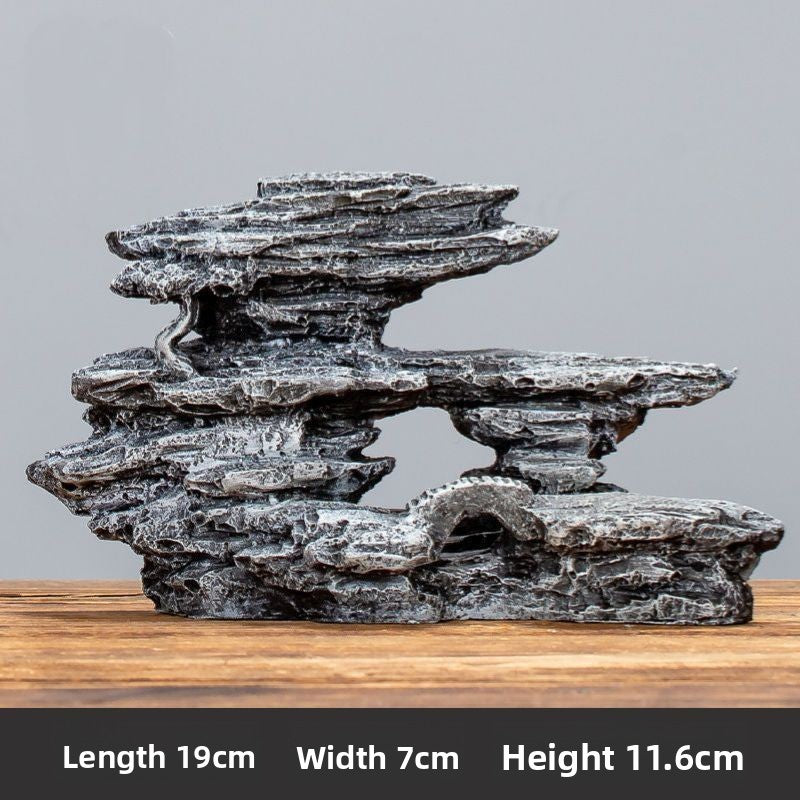 Realistic Aquarium Rockery Ornament – Natural Stone Mountain Landscape Decoration with Fish Hideouts